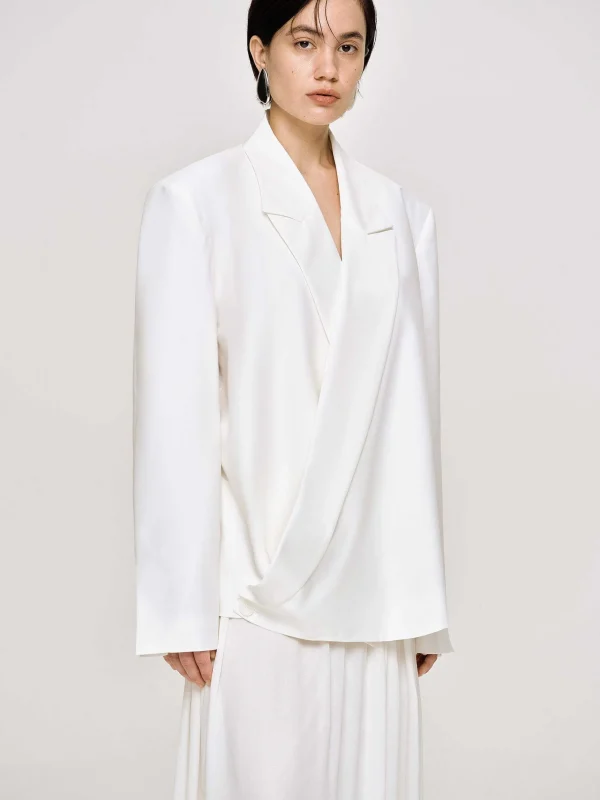 Cheap Source Unknown Baia Boxy Wrap Blazer, Blanc