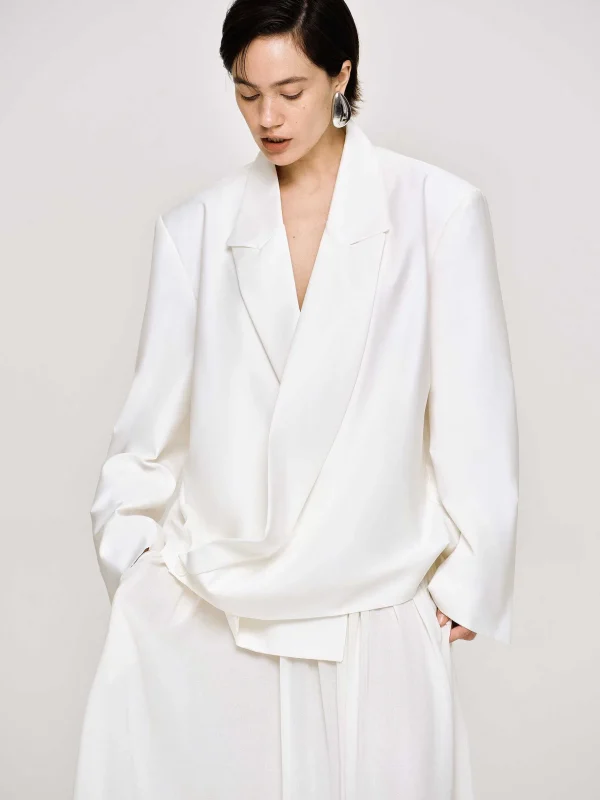 Best Source Unknown Baia Boxy Wrap Blazer, Blanc