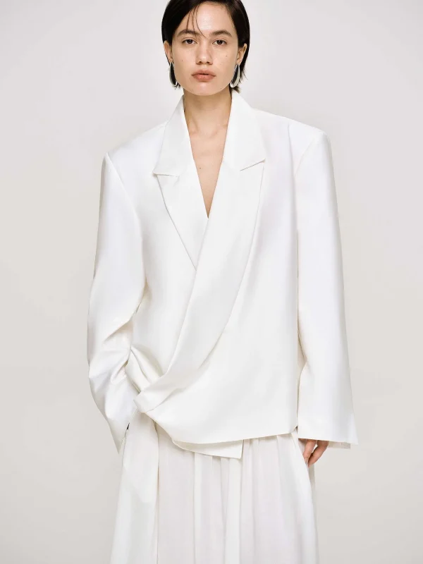 Cheap Source Unknown Baia Boxy Wrap Blazer, Blanc