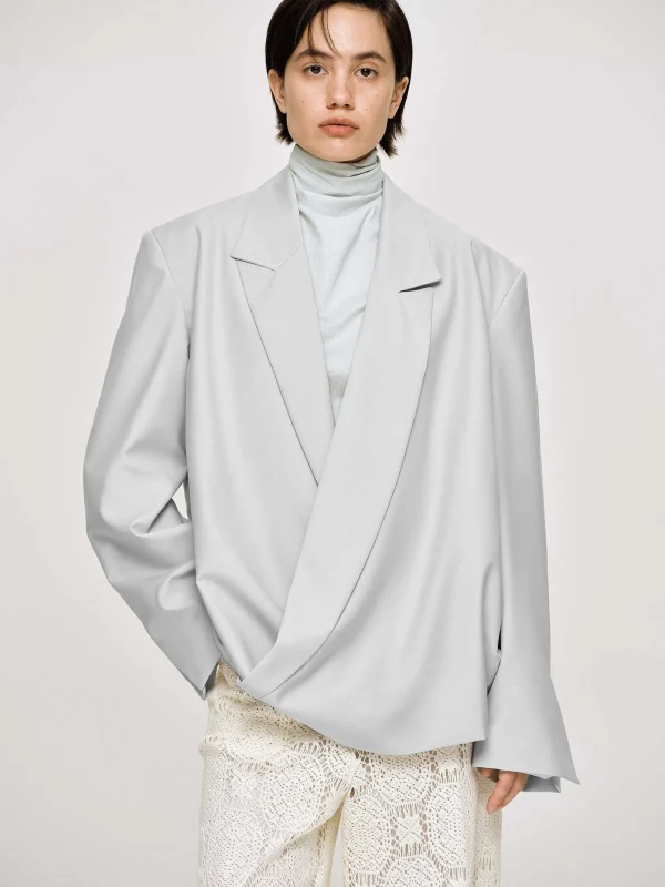 Clearance Source Unknown Baia Boxy Wrap Blazer, Gainsboro Gris