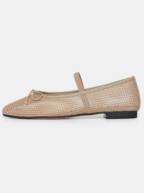 Outlet Source Unknown Ballerines En Maille Mary Jane, Taupe