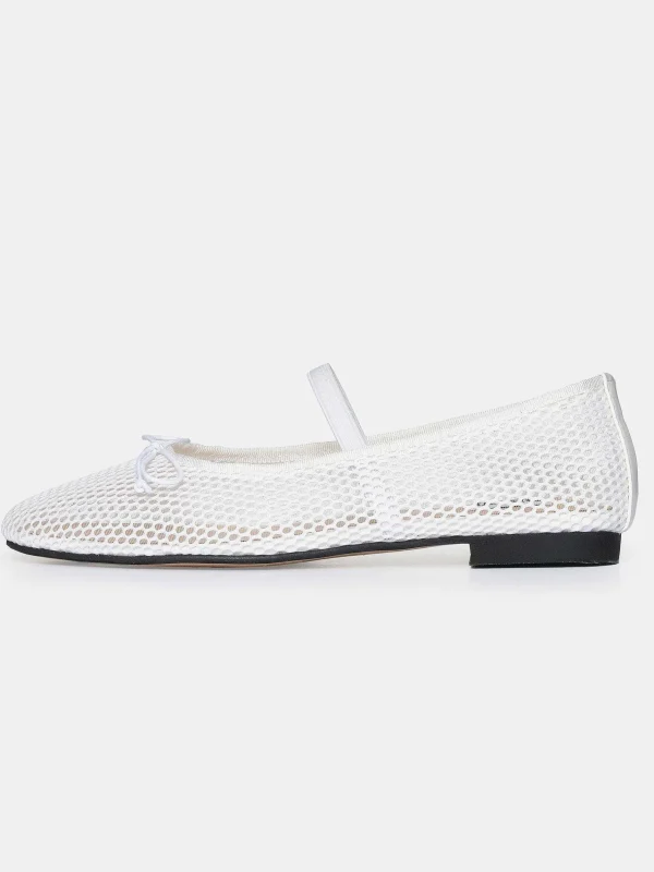 Hot Source Unknown Ballerines Mary Jane En Maille, Blanches