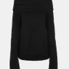 New Source Unknown Becca Pull Surdimensionne En Tricot A Rouleau Haut, Noir