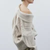 New Source Unknown Becca Pull Surdimensionne En Tricot A Rouleau Haut, Bouleau