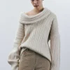 Sale Source Unknown Becca Pull Surdimensionne En Tricot A Rouleau Haut, Bouleau