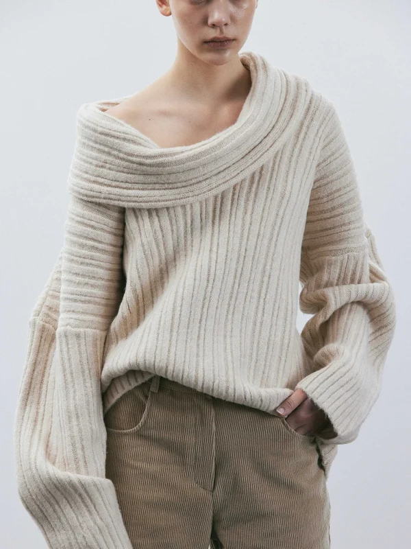 Sale Source Unknown Becca Pull Surdimensionne En Tricot A Rouleau Haut, Bouleau