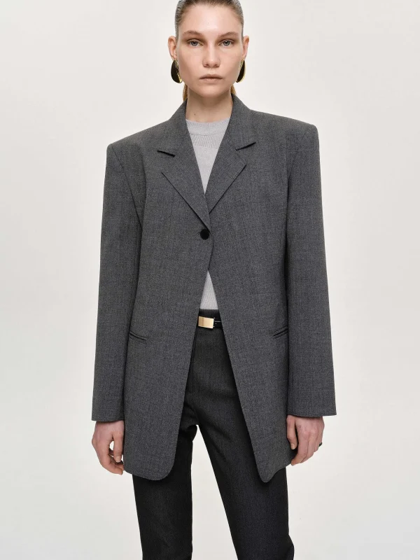 Store Source Unknown Blazer A Un Bouton, Anthracite