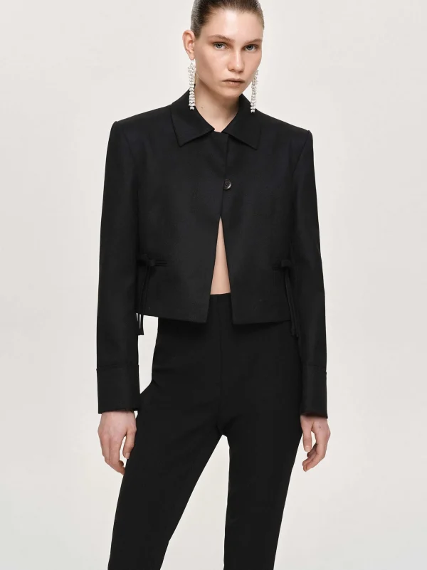 Cheap Source Unknown Blazer Court Avec Noeud Sisilia, Noir