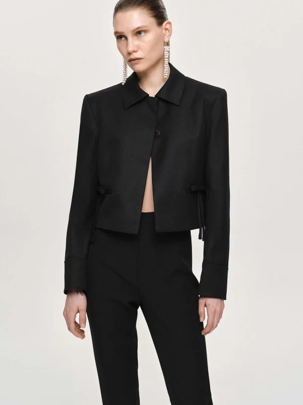 Cheap Source Unknown Blazer Court Avec Noeud Sisilia, Noir