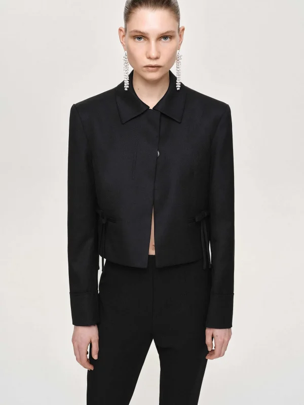 Cheap Source Unknown Blazer Court Avec Noeud Sisilia, Noir