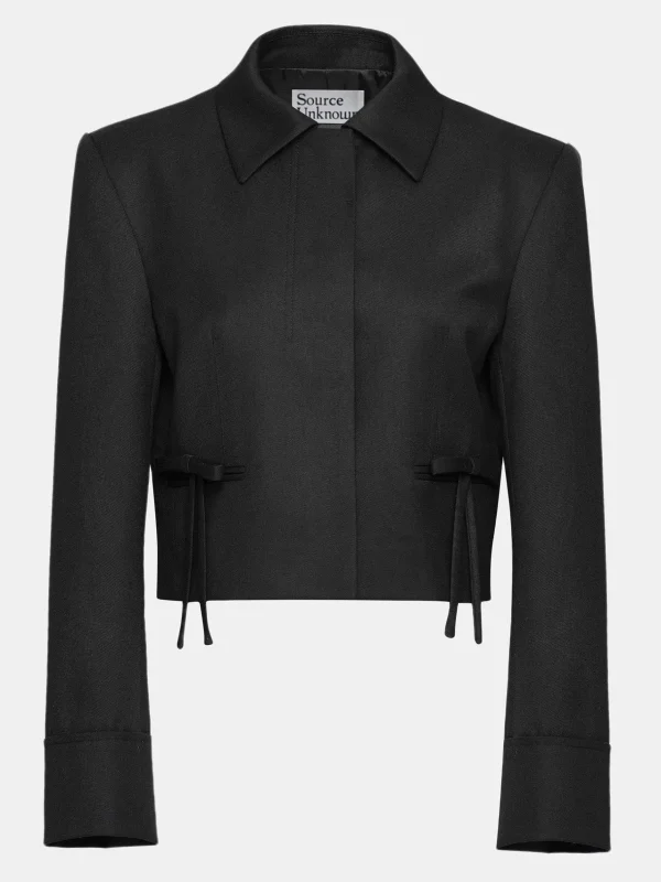 Best Source Unknown Blazer Court Avec Noeud Sisilia, Noir