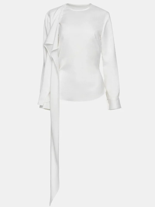 Outlet Source Unknown Blouse Echarpe Drapee Notte, Blanc