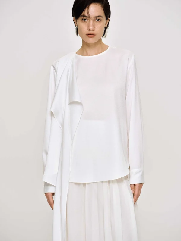 Fashion Source Unknown Blouse Echarpe Drapee Notte, Blanc