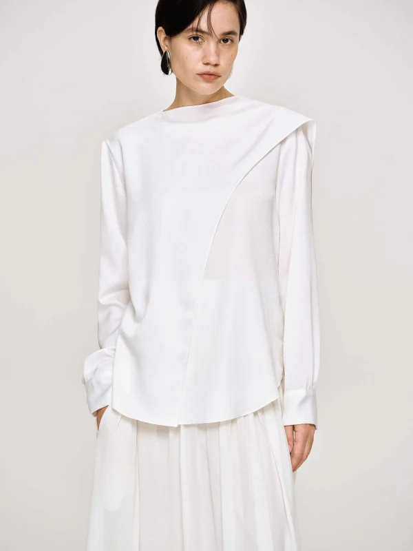 Fashion Source Unknown Blouse Echarpe Drapee Notte, Blanc