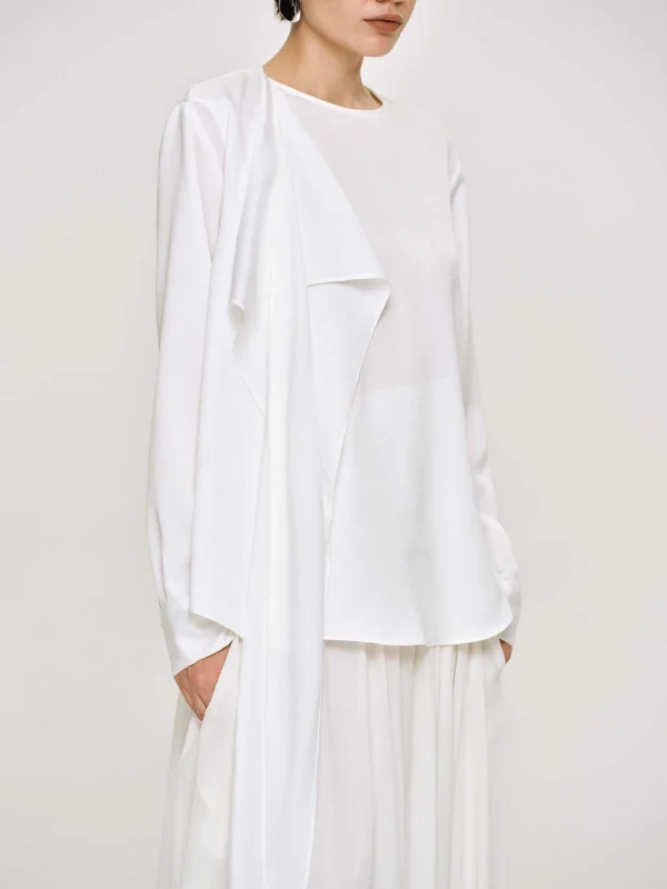 Fashion Source Unknown Blouse Echarpe Drapee Notte, Blanc