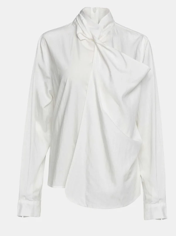 Sale Source Unknown Blouse Echarpe Torsadee Mesash, Blanc