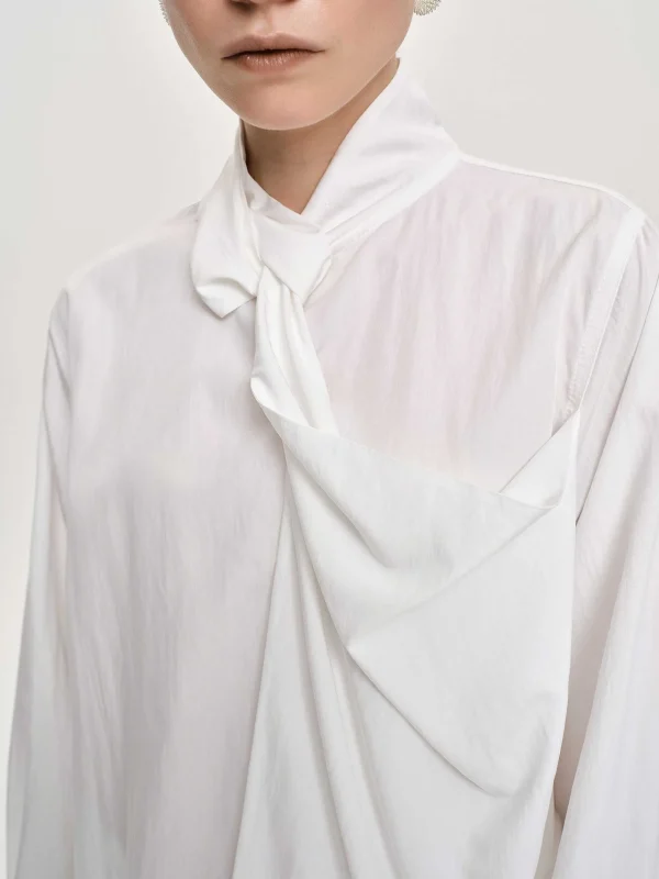 Sale Source Unknown Blouse Echarpe Torsadee Mesash, Blanc