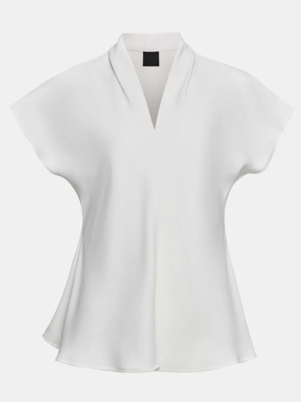 Hot Source Unknown Blouse En Crepe A Col En V, Blanc