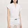 Online Source Unknown Blouse En Crepe A Col En V, Blanc