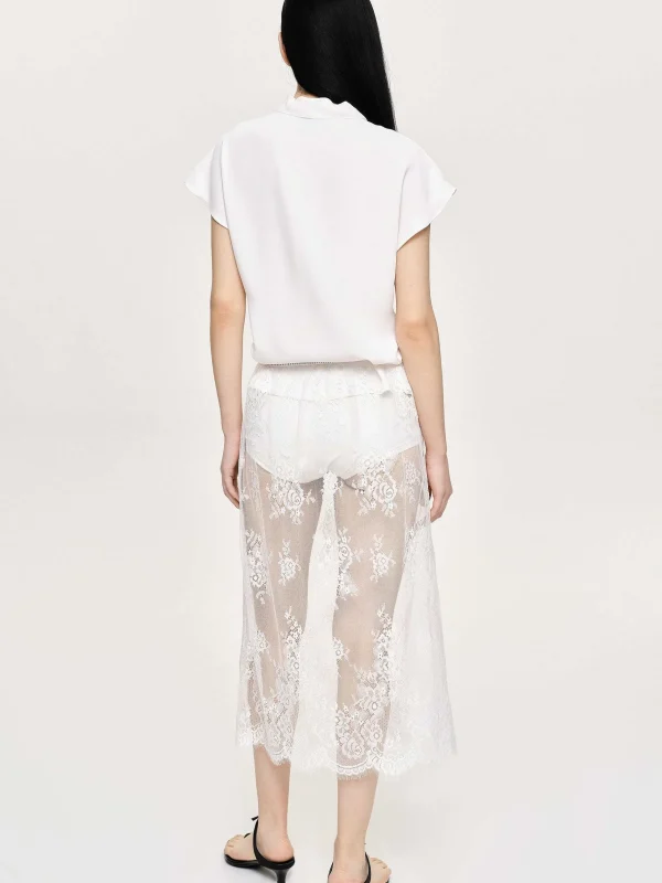 Online Source Unknown Blouse En Crepe A Col En V, Blanc