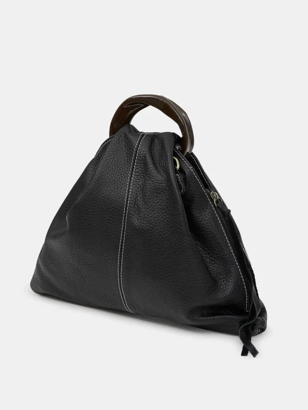 Best Sale Source Unknown Cabas Triangle En Cuir De Veau, Noir