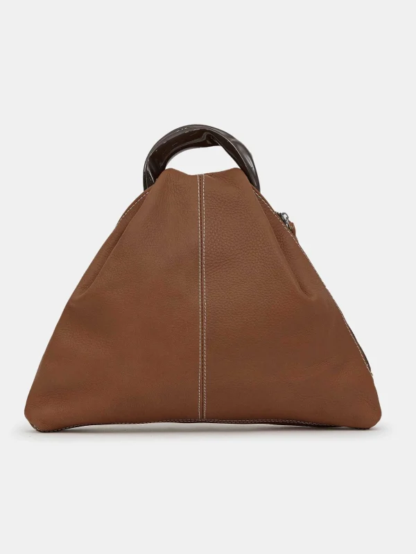 Best Sale Source Unknown Cabas Triangle En Cuir De Veau, Brune