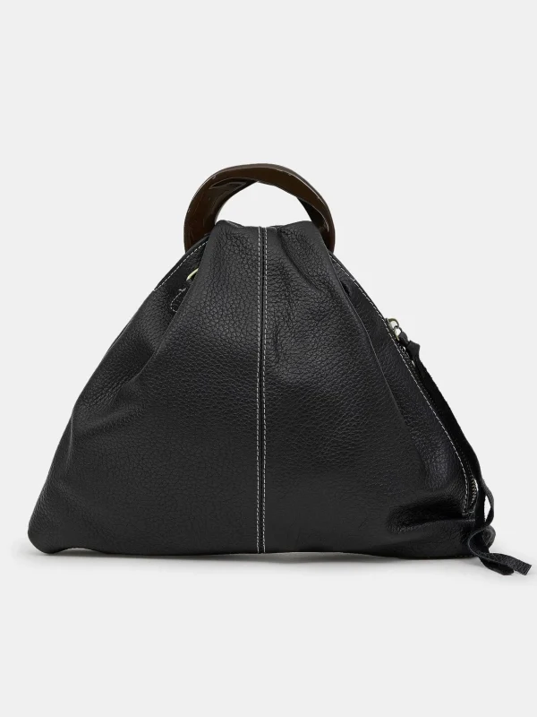 Best Sale Source Unknown Cabas Triangle En Cuir De Veau, Noir