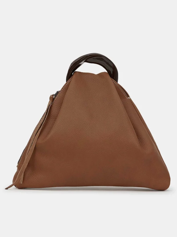 Best Sale Source Unknown Cabas Triangle En Cuir De Veau, Brune