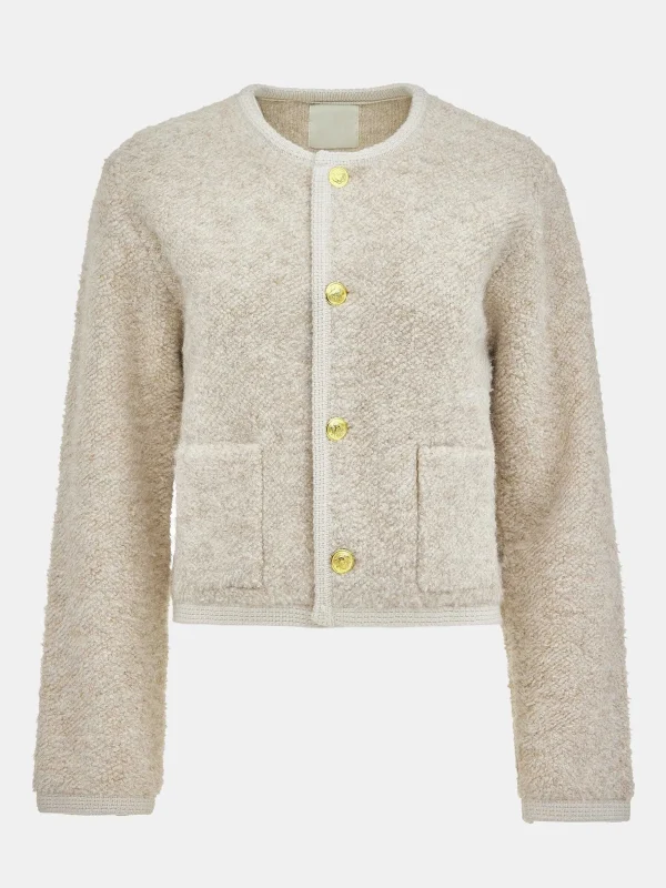 Clearance Source Unknown Cardigan En Laine De Tonte Mogador, Melange Beige