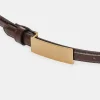 Cheap Source Unknown Ceinture En Cuir A Boucle Plate, Brune