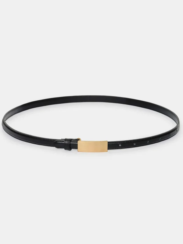 Sale Source Unknown Ceinture En Cuir A Boucle Plate, Noire