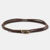 New Source Unknown Ceinture En Cuir Double Fine, Marron