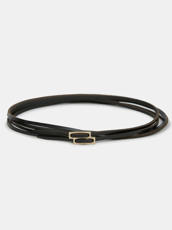 Store Source Unknown Ceinture En Cuir Double Fine, Noire