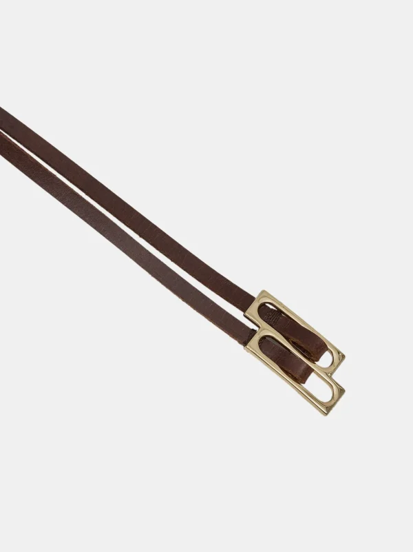 Discount Source Unknown Ceinture En Cuir Double Fine, Marron