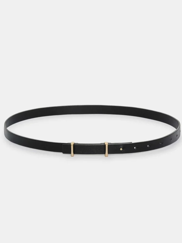 Cheap Source Unknown Ceinture Fine En Cuir De Veau, Noir