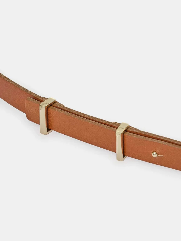 Flash Sale Source Unknown Ceinture Fine En Cuir De Veau, Beige