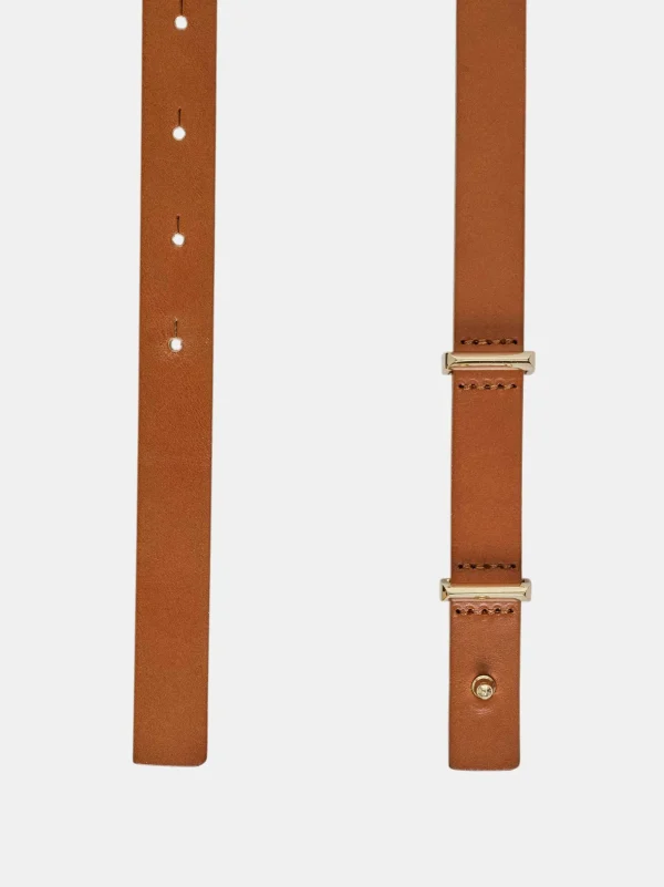 Best Sale Source Unknown Ceinture Fine En Cuir De Veau, Beige