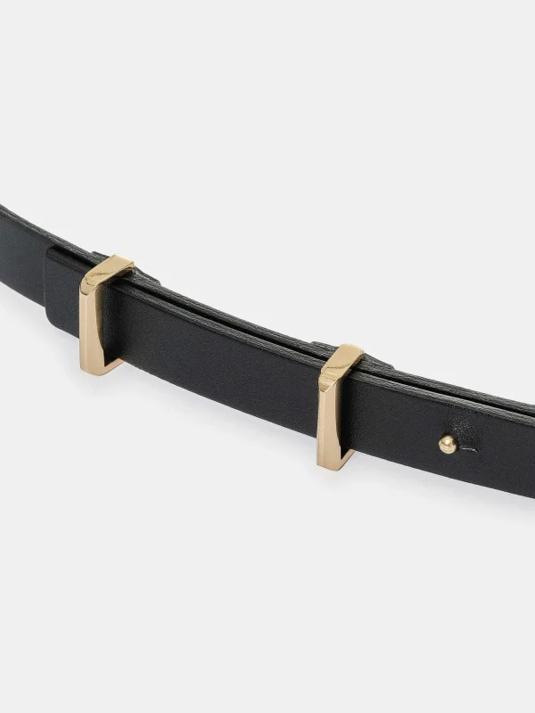 Cheap Source Unknown Ceinture Fine En Cuir De Veau, Noir