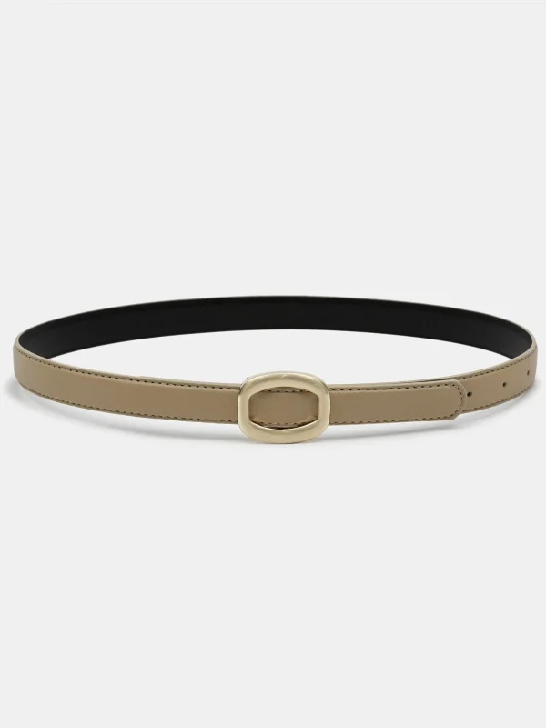 Best Sale Source Unknown Ceinture Ronde En Cuir Hexagonale, Beige/Dore