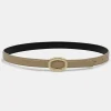 Fashion Source Unknown Ceinture Ronde En Cuir Hexagonale, Beige/Dore