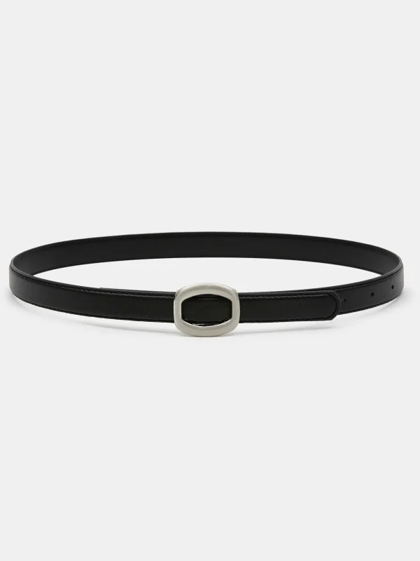 Outlet Source Unknown Ceinture Ronde En Cuir Hexagonale, Noir/Argent