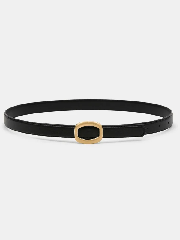 Flash Sale Source Unknown Ceinture Ronde En Cuir Hexagonale, Noir/Or