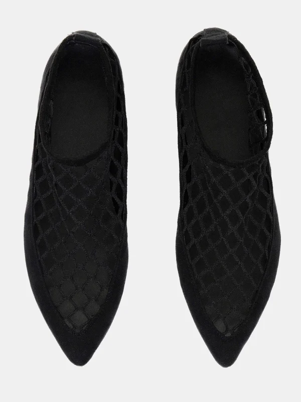 Best Source Unknown Chaussette Plate En Maille Ballerine, Noir