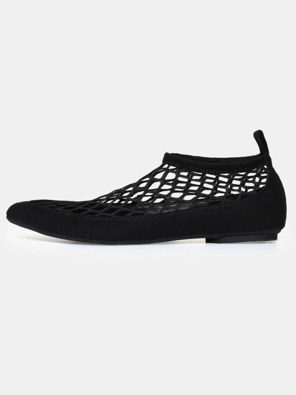 Cheap Source Unknown Chaussette Plate En Maille Ballerine, Noir