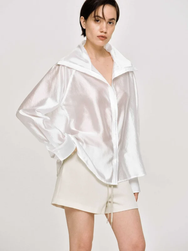 Shop Source Unknown Chemise Transparente A Col Marin, Blanche