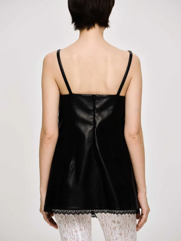 Fashion Source Unknown Dessus En Cuir Bustier En Peau D'Agneau, Noir