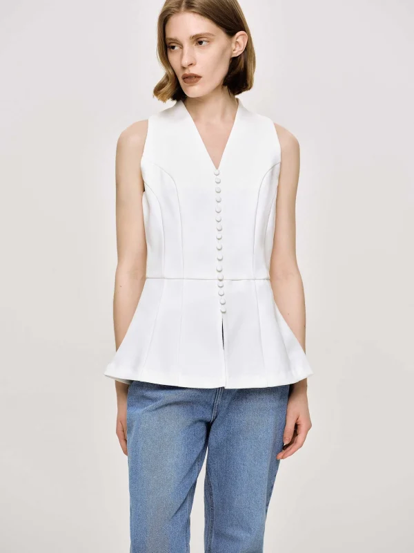 Outlet Source Unknown Gilet Evase A Boutons, Blanc