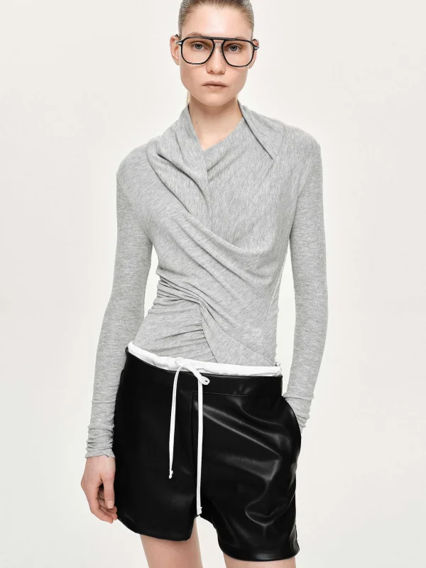 Flash Sale Source Unknown Haut Drape Asymetrique Folgore, Gris