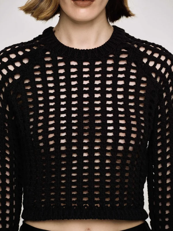 Sale Source Unknown Haut En Tricot Reef Net, Noir