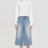 Fashion Source Unknown Jean Large Court, Bleu Moyen